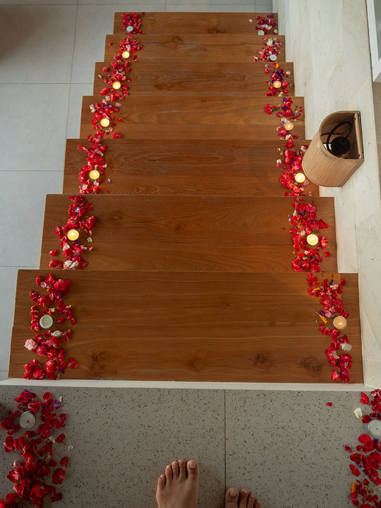 Beautiful honeymoon room setup with romantic decorations