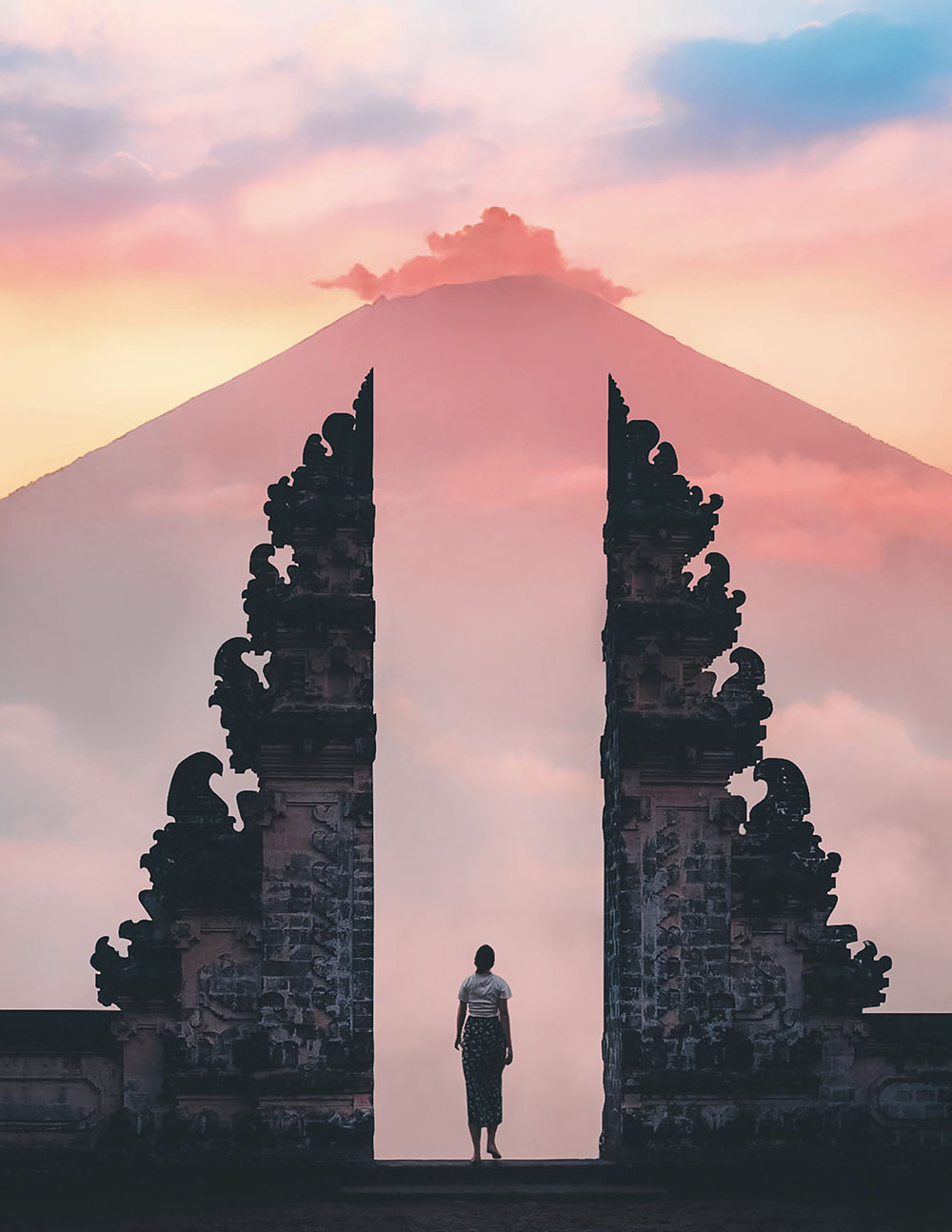 Lempuyang Temple complex with ancient Balinese architecture on Mount Lempuyang